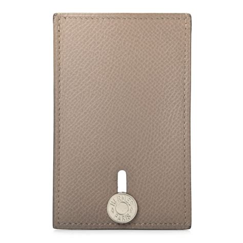 HERMES Epsom Diabolo Card Holder Case Gris Asphalt.